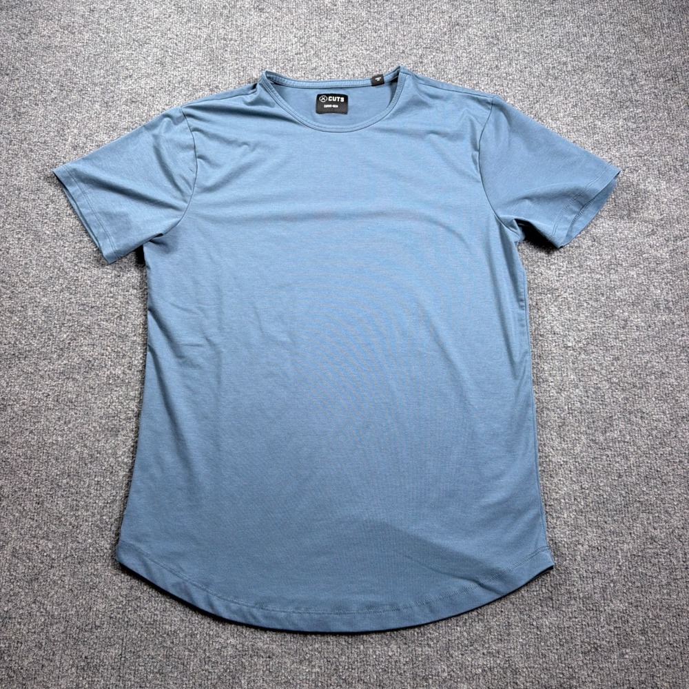 Cuts Curve-Hem T-Shirt Mens Large Blue PYCA Pro Short Sleeve Crew Neck